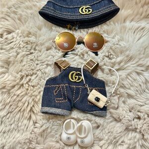 Labubu Clothes and Accessories- 5pcs Stylish Denim Doll Outfit with Accessories